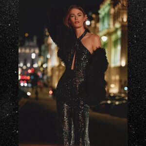 Anthropologie Sparkling Black Jumpsuit